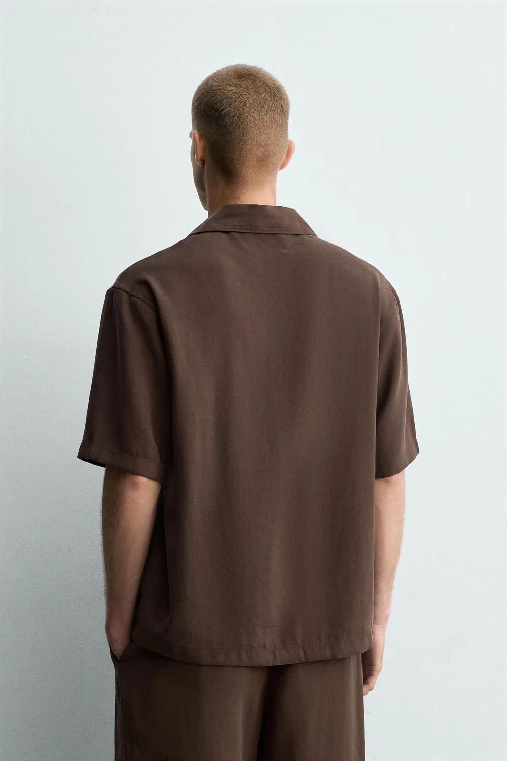 Свободная, струящаяся рубашка-поло ZARA, Brown — фото 3