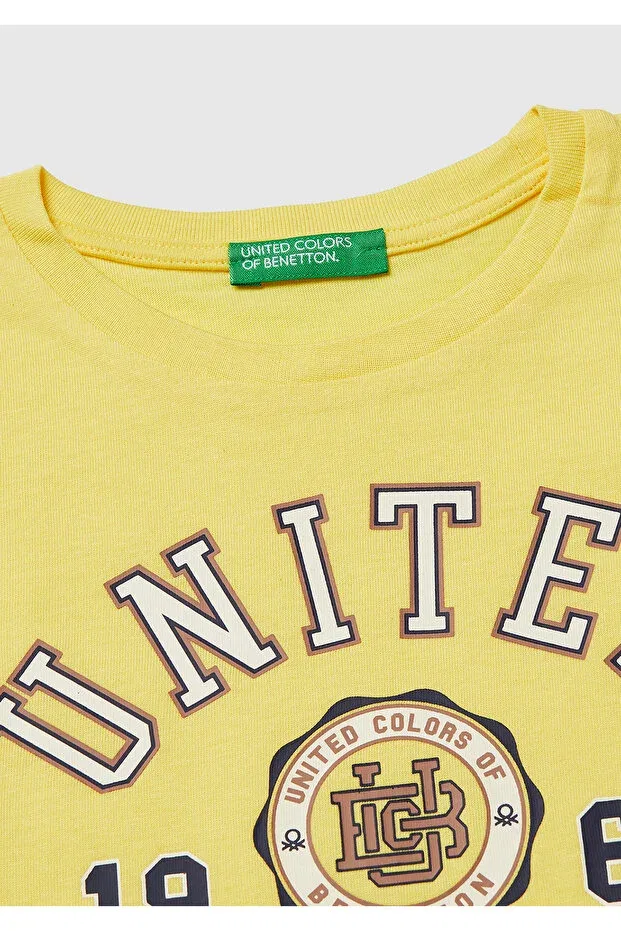 Детская футболка для мальчиков с принтом United Colors Of Benetton, Yellow — фото 3