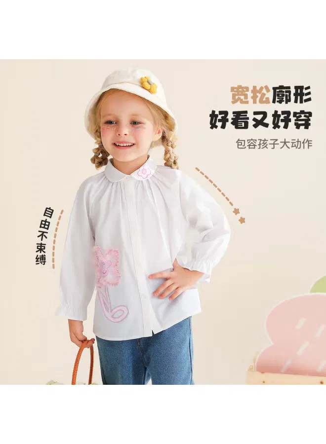 Блузка с длинным рукавом и кружевными манжетами Peppa Pig, белая — фото 4