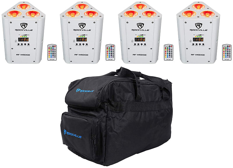 

Комплект Rockville RF WEDGE WHITE RGBWA + UV Battery Wireless DMX Up Lights + пульты дистанционного управления + сумка RF WEDGE WHITE + RLB30
