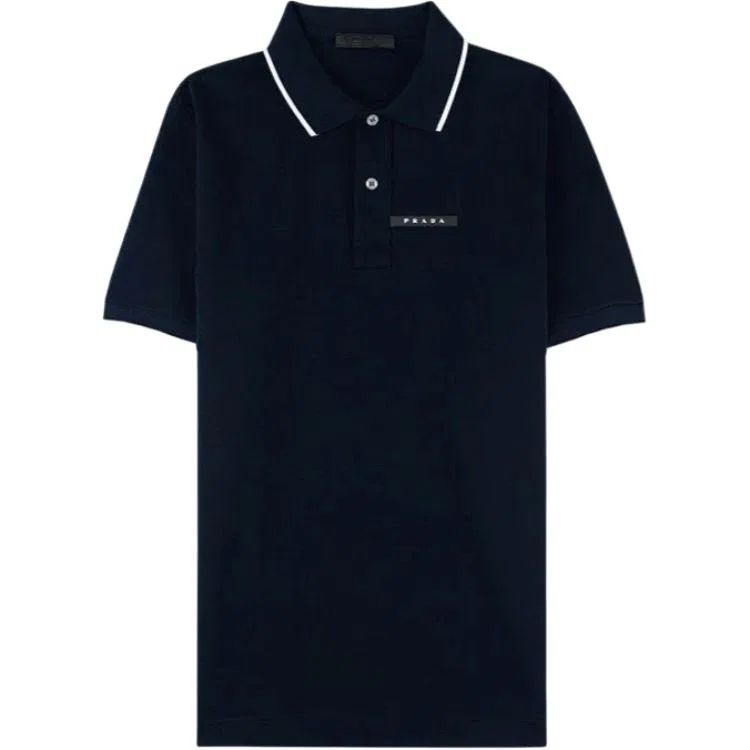 Мужское поло с воротником, Polo Shirts, PRADA, Blue Black