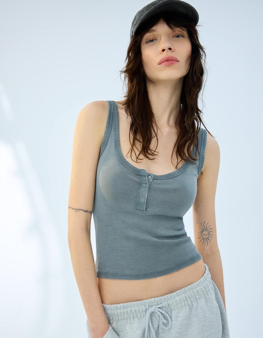 

Топ с бретельками Bershka, серый