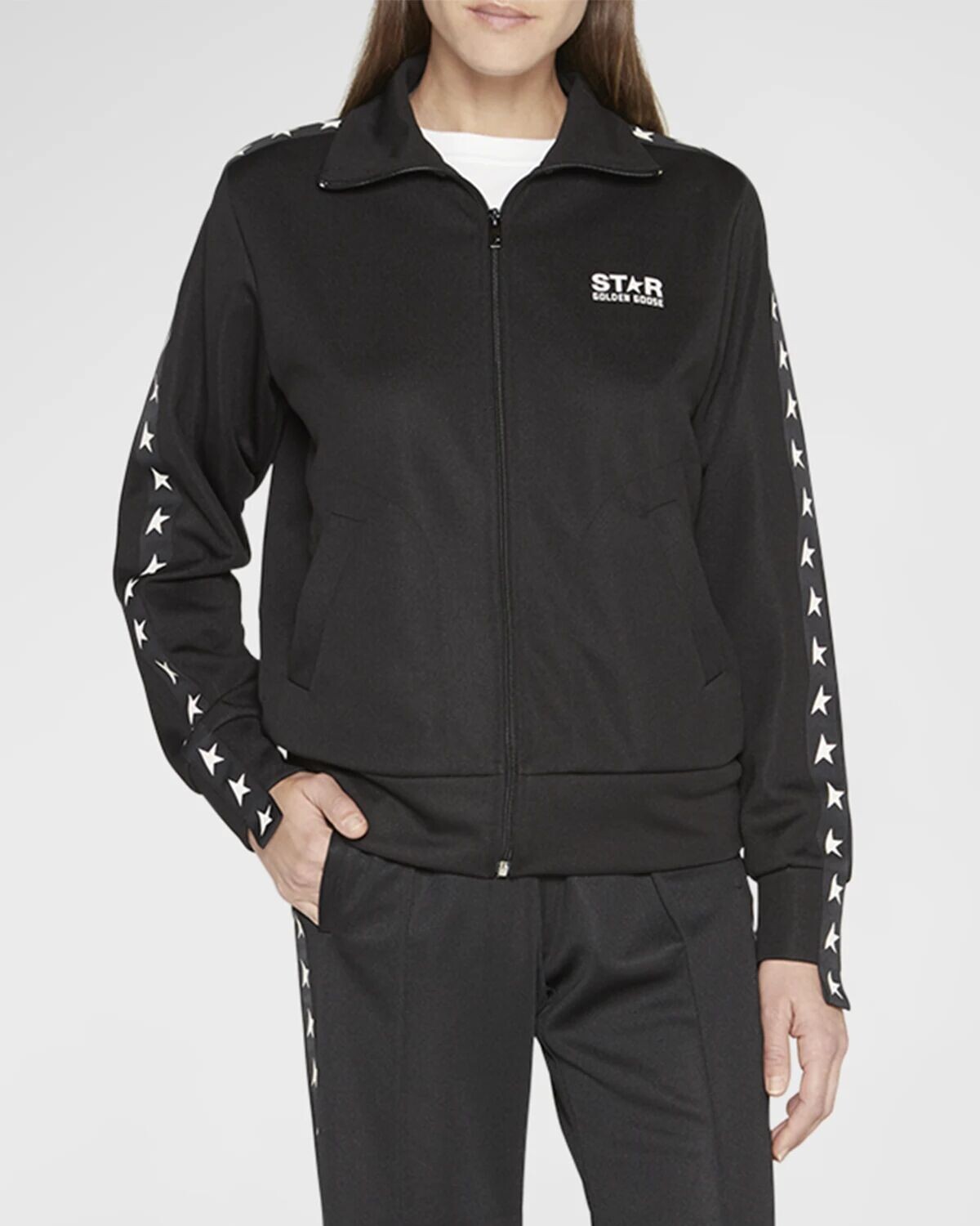 

Спортивная куртка из технического джерси с отделкой Grosgrain Golden Goose, черный