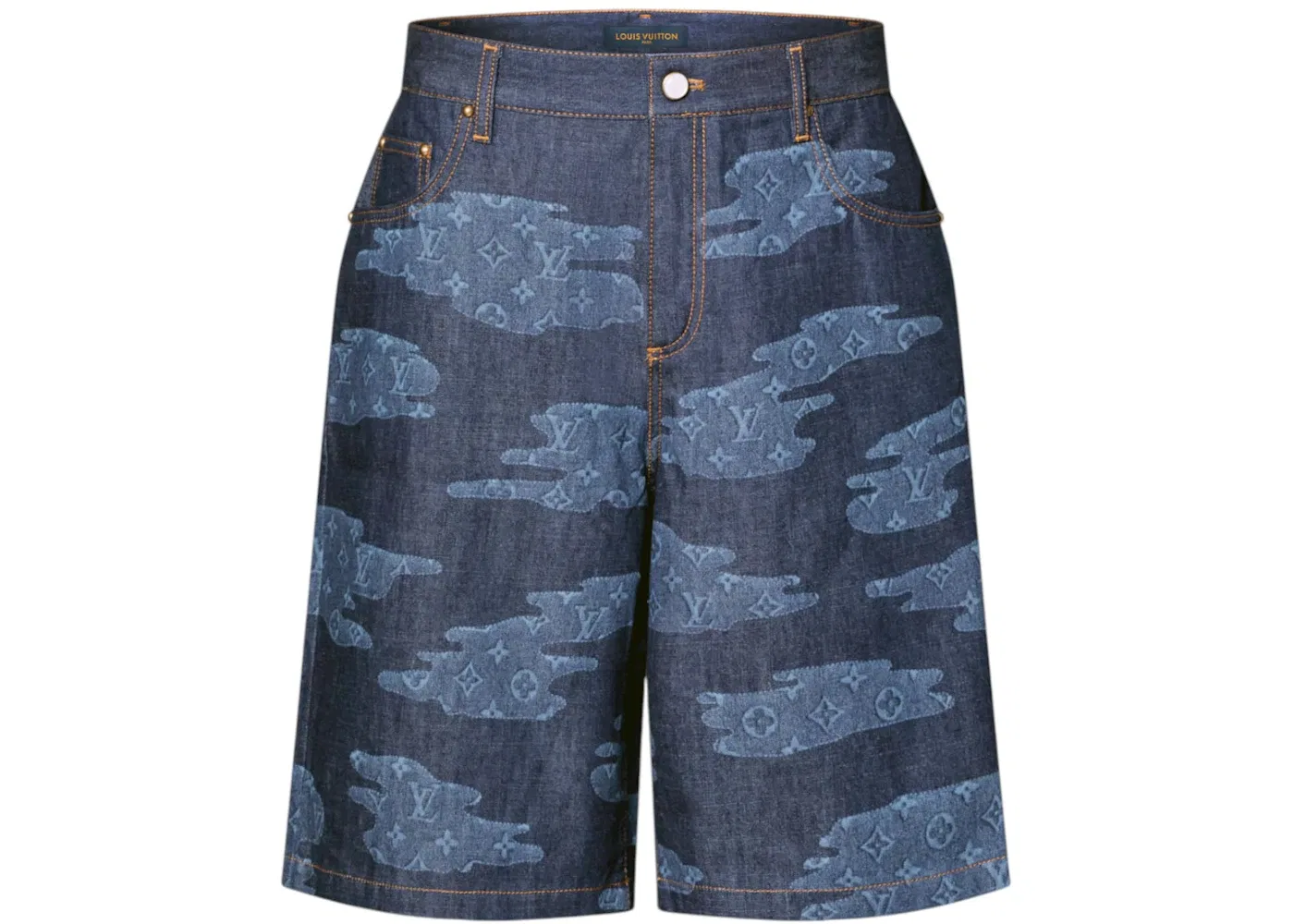 Мужские шорты хлопковые Monogram Chambray Louis Vuitton, Indigo