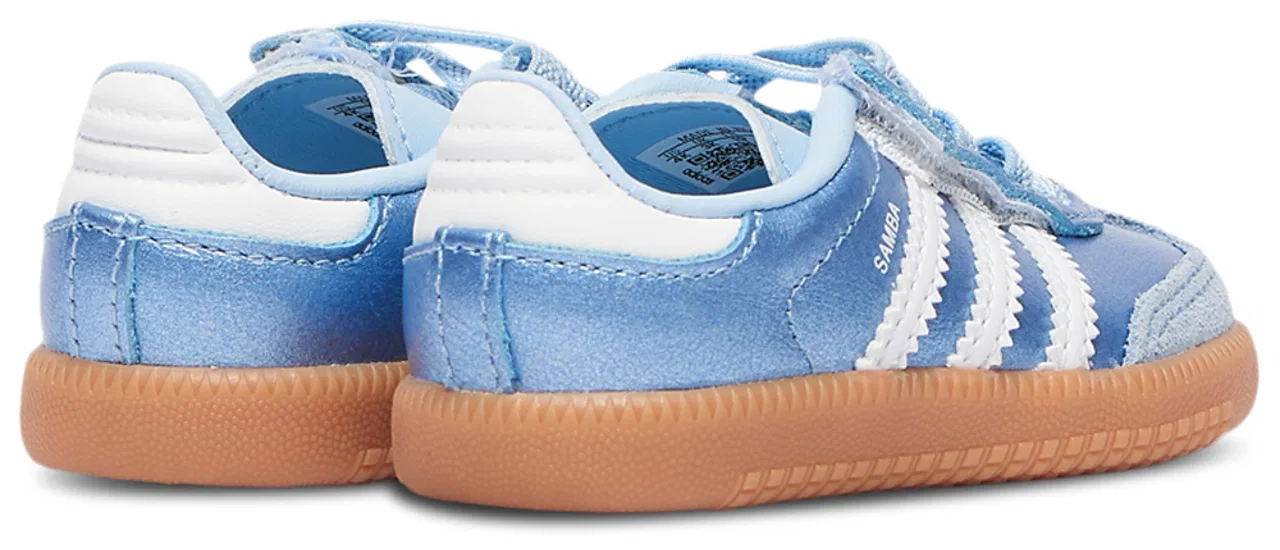 Детские кроссовки для девочек с замшевым носком Samba adidas, Metallic Blue/Footwear White — фото 3