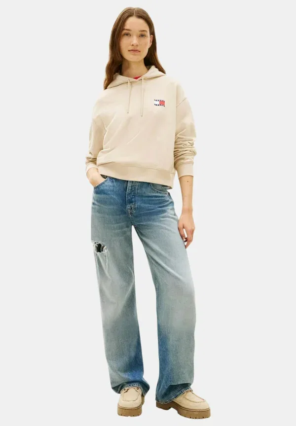 Худи свободного кроя с капюшоном Felpa donna sabbia Tommy Hilfiger, Beige, бежевый — фото 2