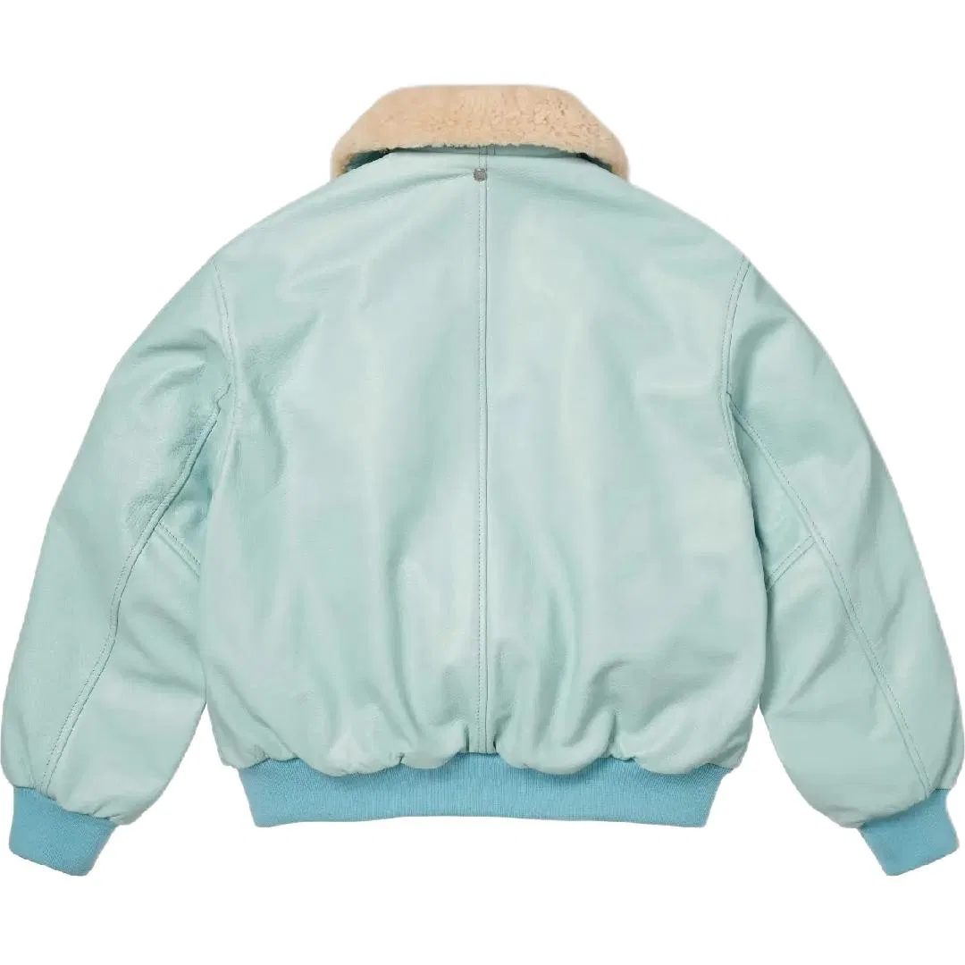 Унисекс куртка-бомбер Supreme x Schott SS26 WEEK1 Shearling Collar Bomber Jacket, Light Blue/Light Blue — фото 4