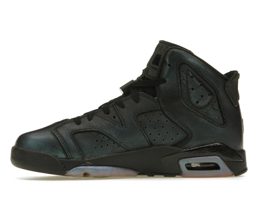 Детские кроссовки Lifestyle с переливающимися элементами Jordan 6 Retro, Black/Black-White — фото 3