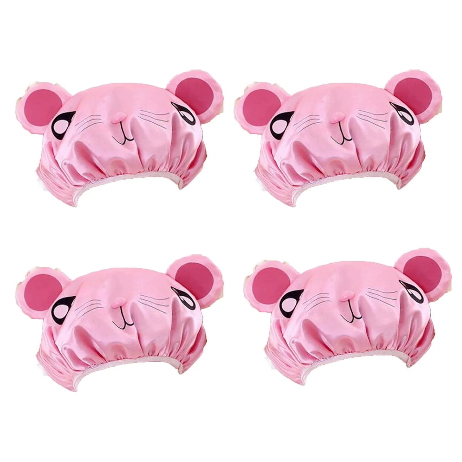 Детская шапочка для душа, двойной слой, водонепроницаемая, Vrandu, 4 шт., Pink Mouse, M