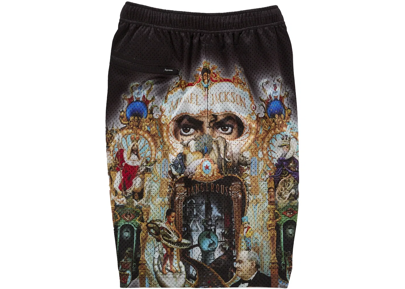 Мужские шорты из сетки с принтом Supreme Michael Jackson Dangerous Mesh Short, Black — фото 4