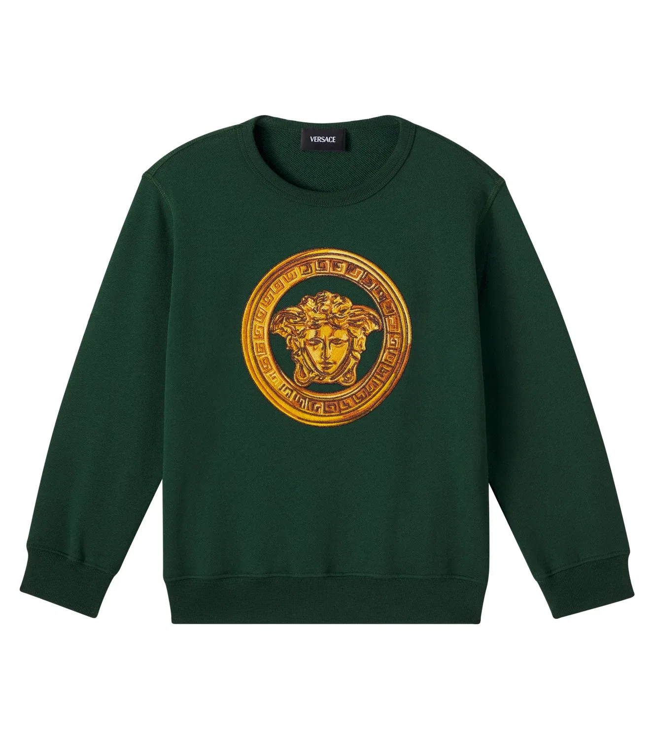 Свитшот хлопковый Medusa Versace Kids, зеленый