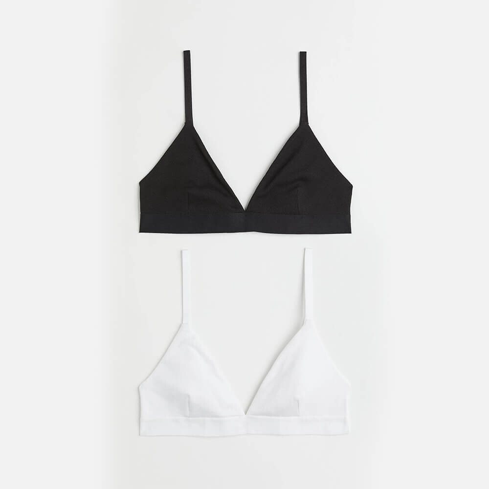 

Комплект бюстгальтеров H&M Ribbed, 2 предмета, чёрный/белый