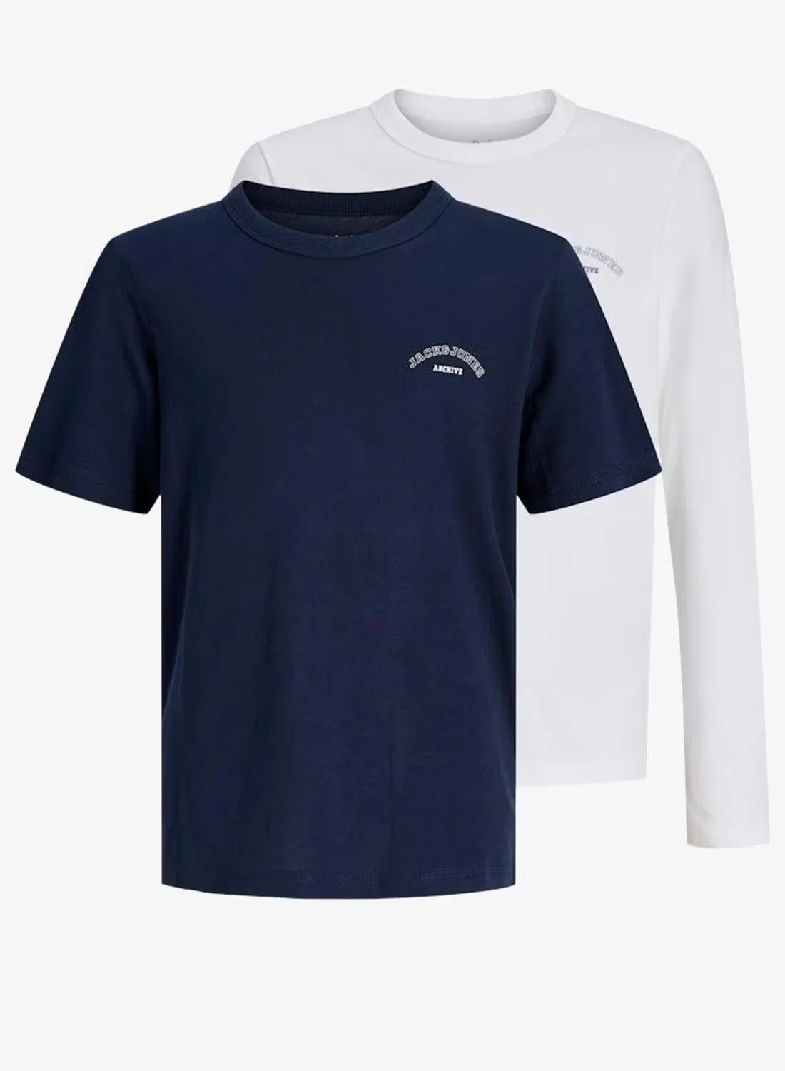Комплект футболок с коротким и длинным рукавом Jack & Jones Junior, белый — фото 2