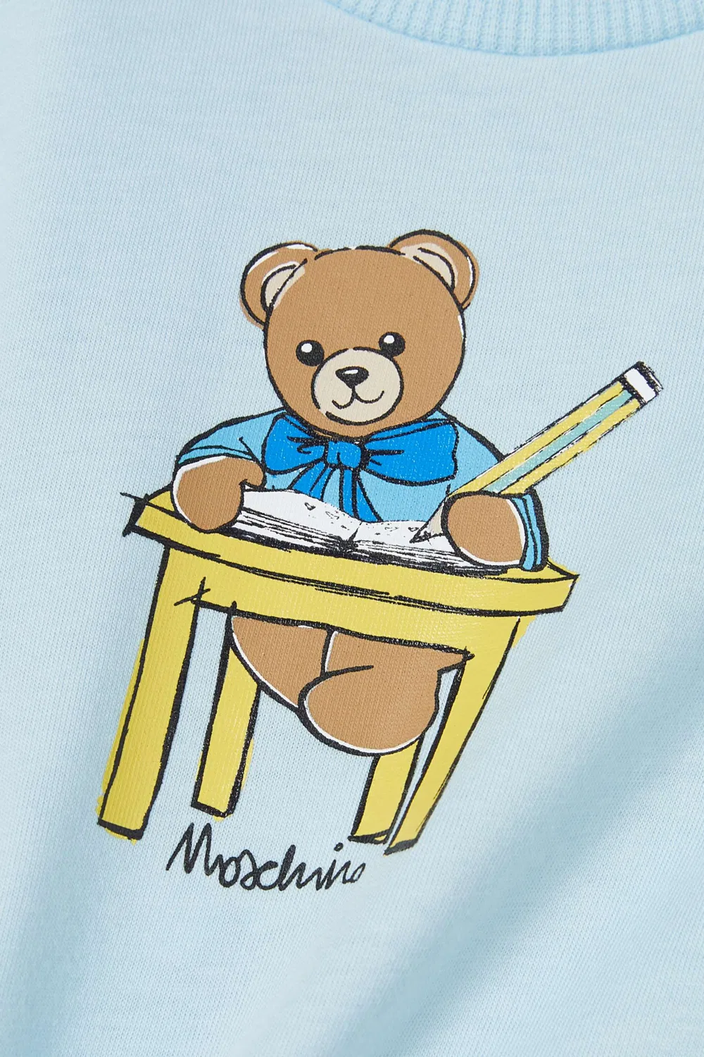 Комплект пижам с принтом медвежонка из хлопка Moschino, синий — фото 4