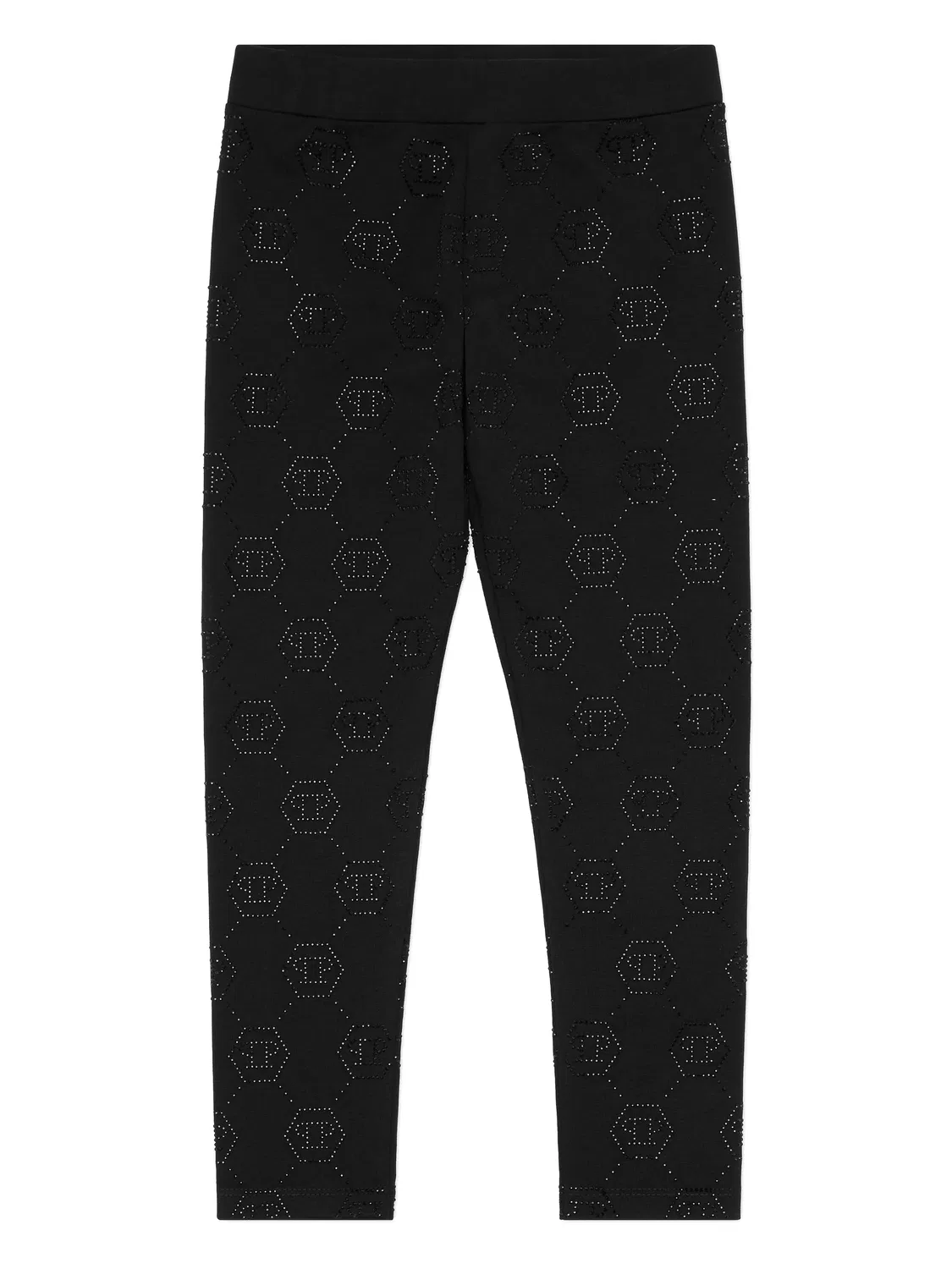 Леггинсы с монограммой и стразами Philipp Plein, черный