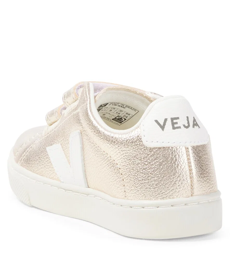 Металлизированные кожаные кроссовки Esplar Veja Kids, золотистый — фото 2