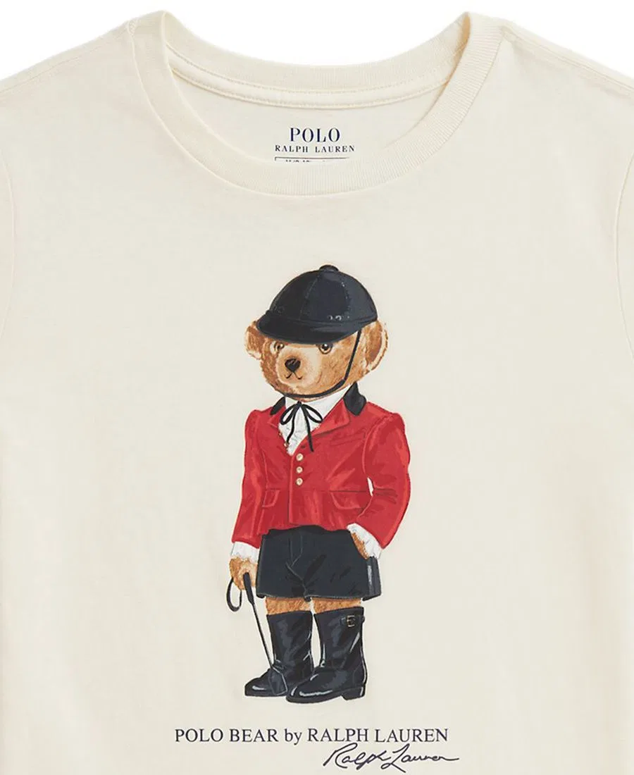 Хлопковая футболка Polo Bear с графическим рисунком для девочек 7-16 лет Polo Ralph Lauren, Clubhouse Cream — фото 3