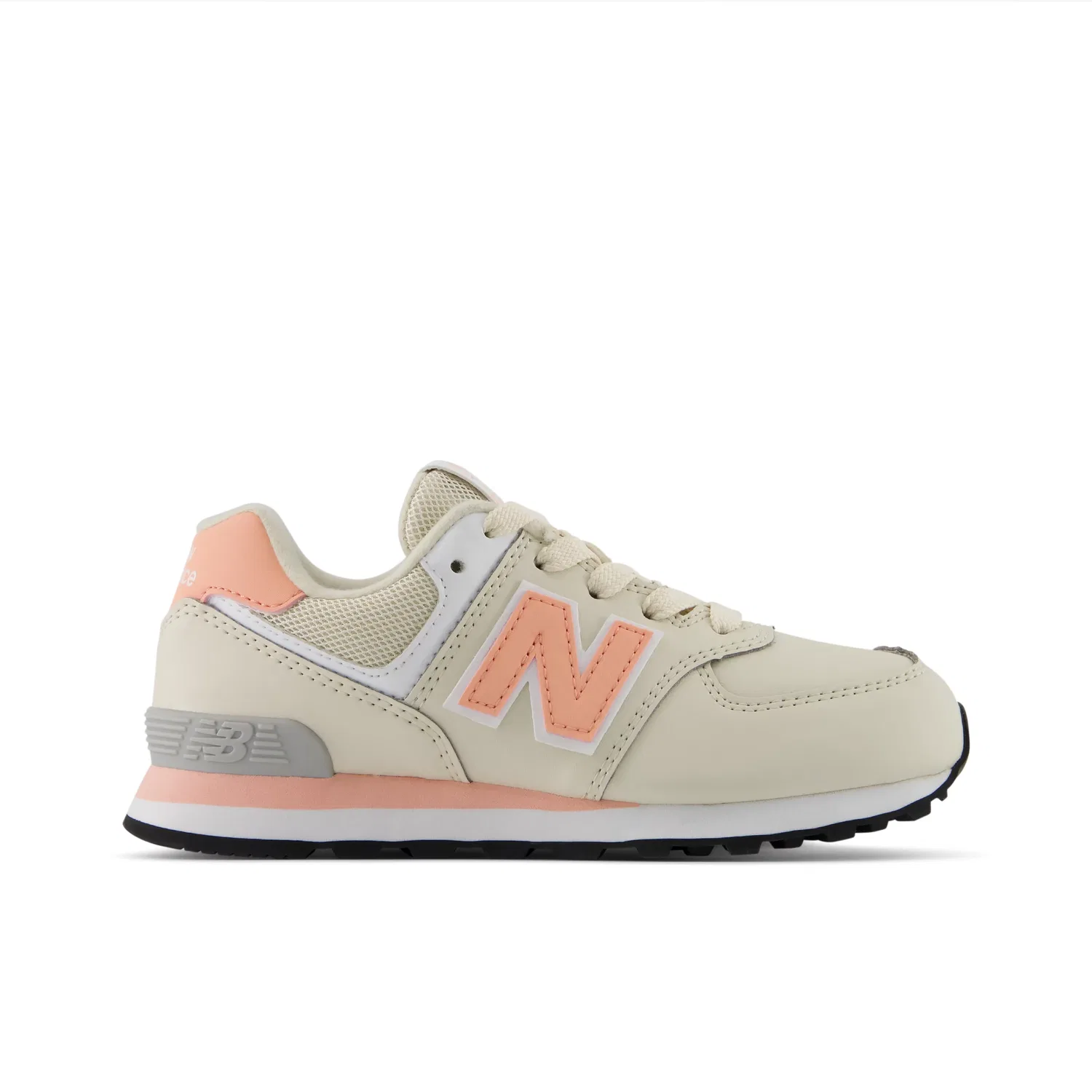 Детские кроссовки на шнуровке 574 Lace New Balance, Linen With Pink Lemonade