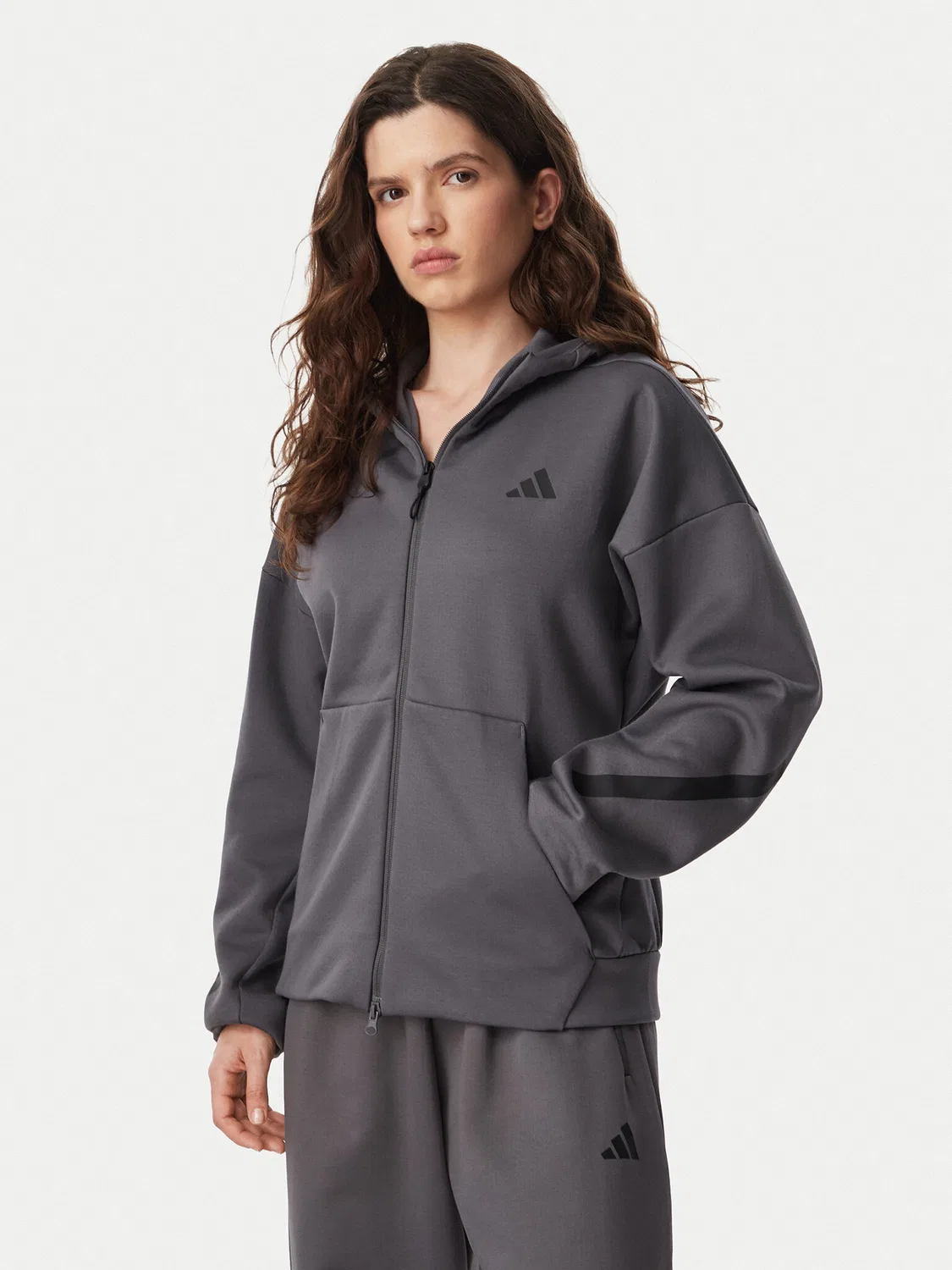 Женская толстовка стандартного кроя Z.N.E. Full Zip Adidas, серый