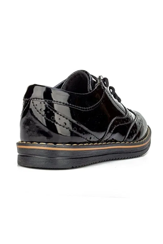 Детские туфли для девочек на плоском ходу Magic Shoes, Black Rugan — фото 3