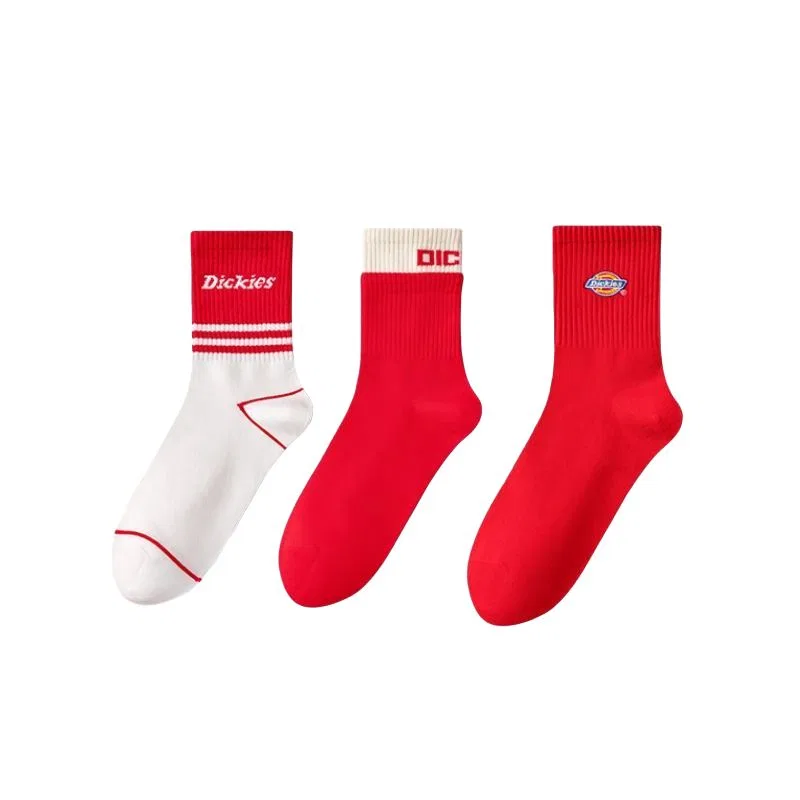 Детские носки с принтом, комплект из 3 пар, Dickies, White/Auspicious Red/Red