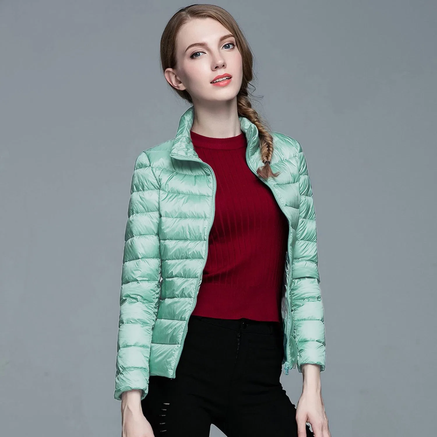 Женская куртка с принтом Slim Down Jacket, z01 mint green — фото 2