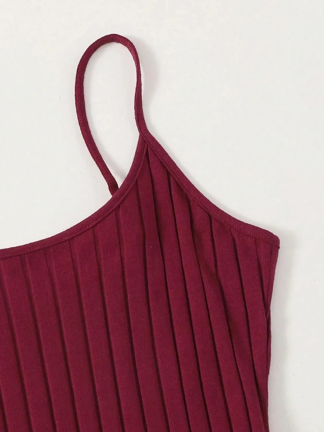 Женское короткое ками-платье с разрезом Rib-Knit, Maroon — фото 4