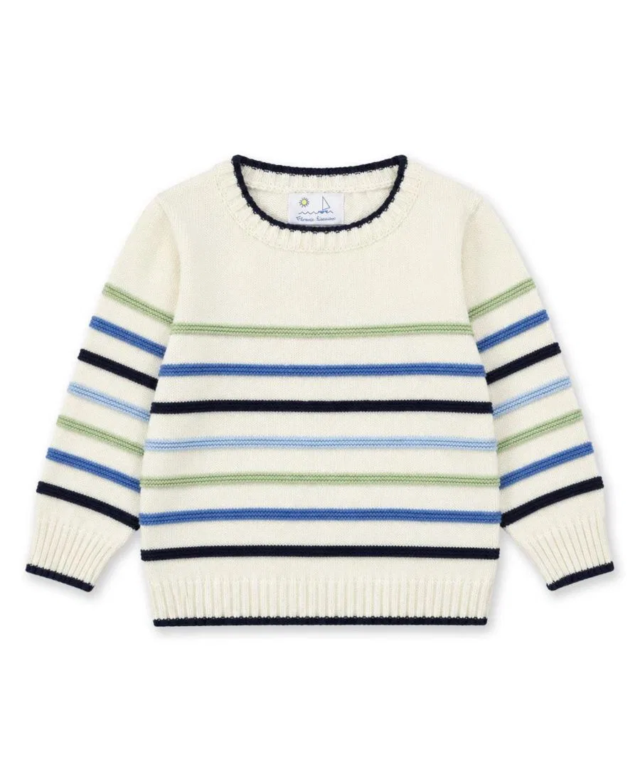 Свитер с фактурными полосами Florence Eiseman, Ivory Multi Stripe