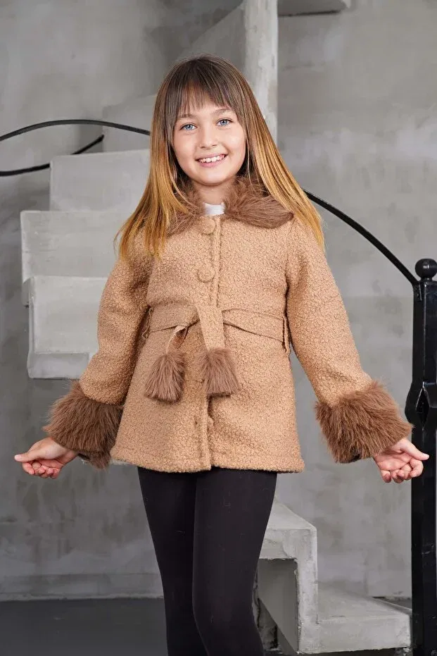 Детское пальто для мальчиков с поясом Best Of Kids, Brown — фото 4