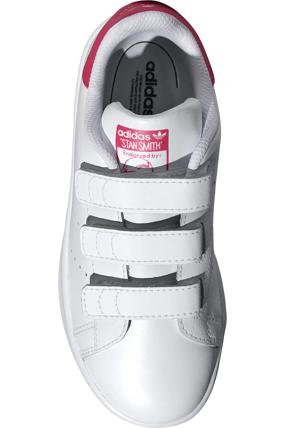 Кроссовки детские перфорированные Stan Smith adidas, белый/белый/ярко-розовый — фото 4
