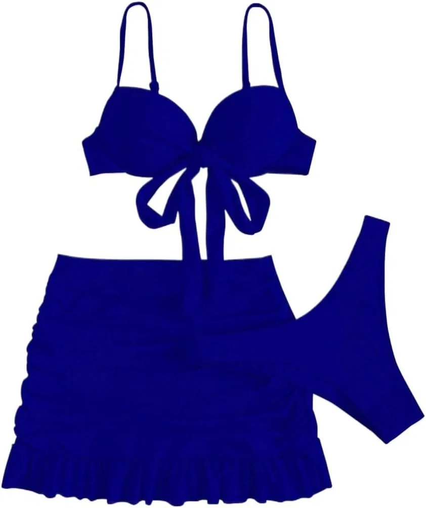 Женский бикини-комплект с завышенной талией 3 предмета, Royal Blue
