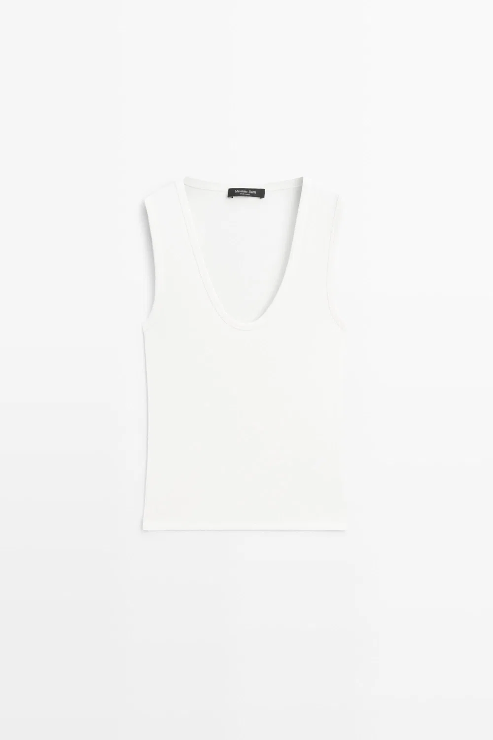 Топ Massimo Dutti Cotton Blend V-neck, белый — фото 2