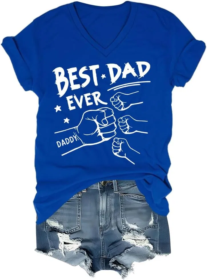 Мужская футболка с принтом Best Dad Ever, Sapphire Blue