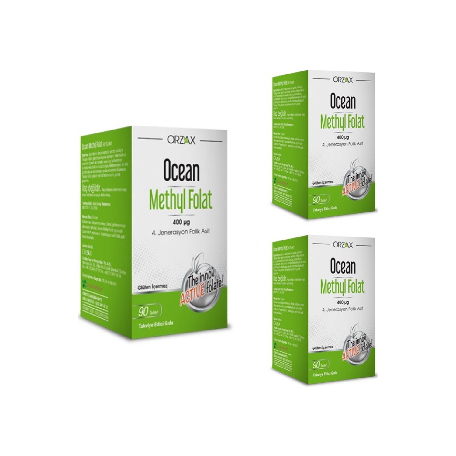 

Добавка Orzax Ocean Methyl Folate 400 мкг, 3 упаковки по 30 таблеток