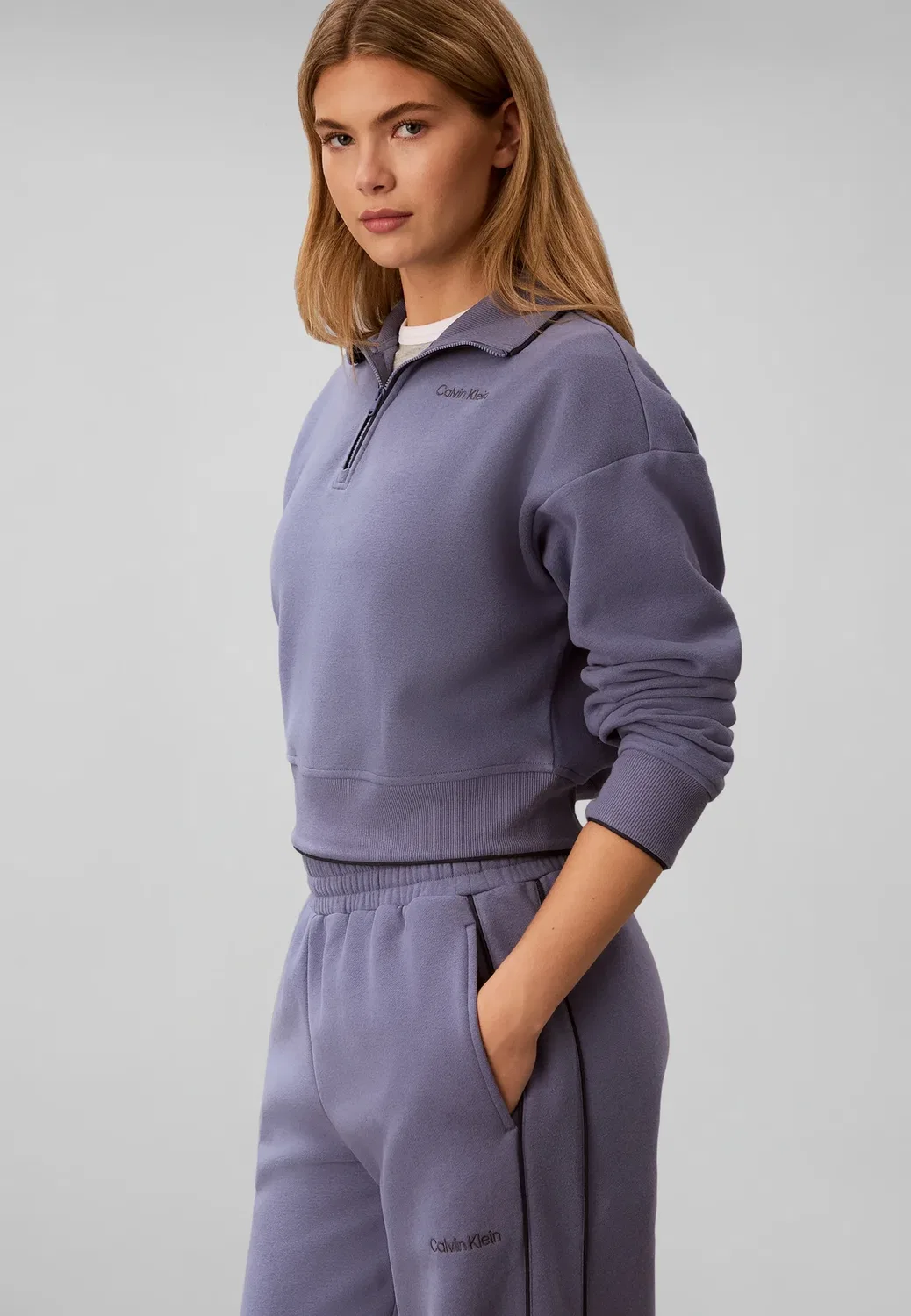 Толстовка с застежкой-молнией на четверть длины Calvin Klein, Stone Hard Blue — фото 4