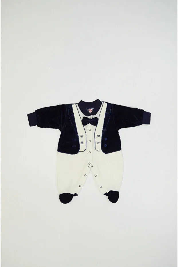 Детский комбинезон для мальчиков вельветовый с длинным рукавом Baby Slon Kids Clup, Navy Blue