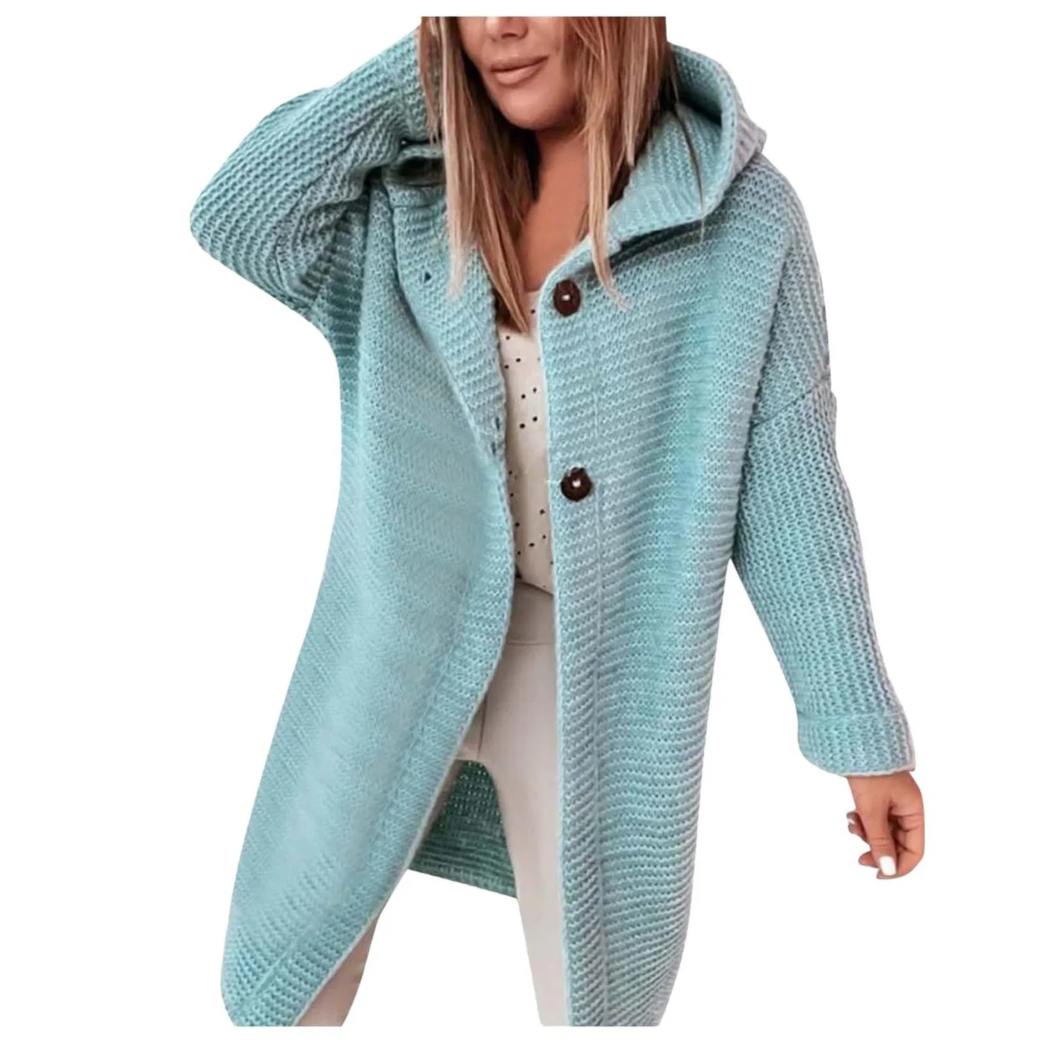 Женское длинное пальто с капюшоном Winter Leather Jacket, Mint Green