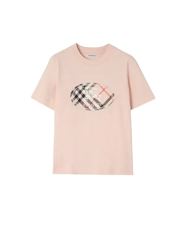 Женская футболка с принтом Check Knight Stamp Burberry, Compact Pink — фото 3