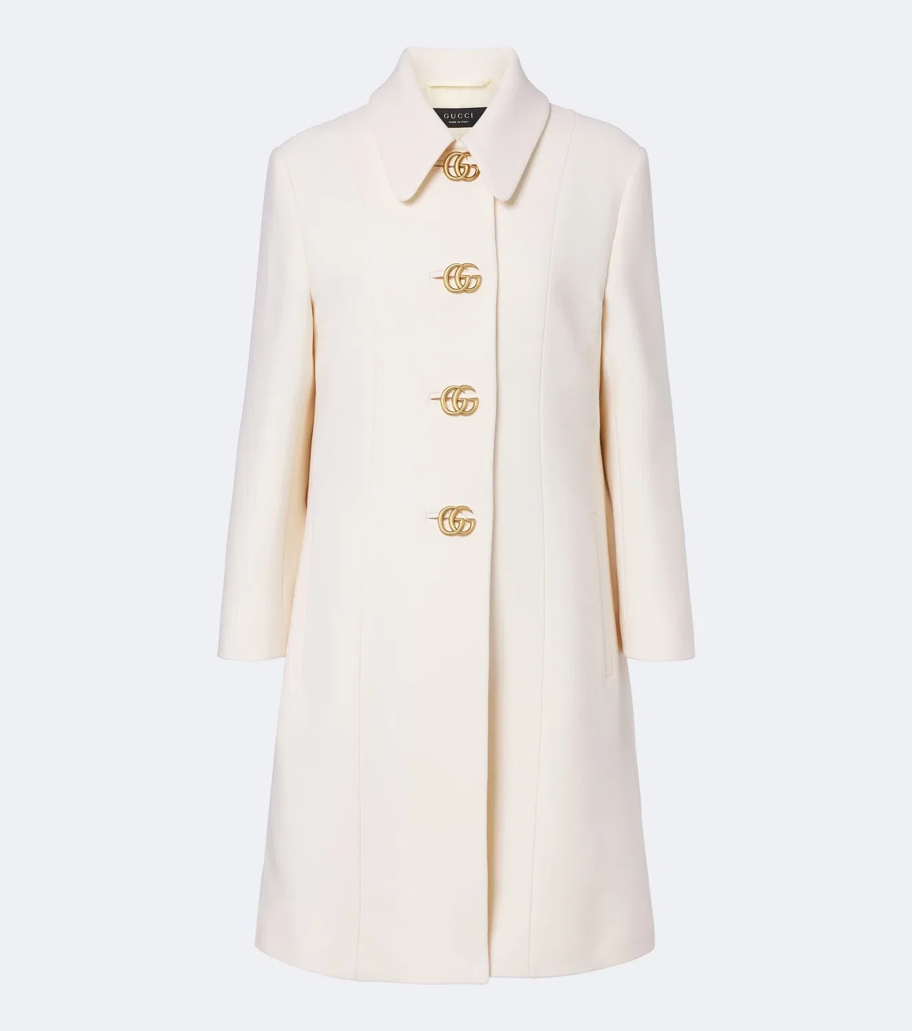 Пальто однобортное шерстяное Gucci, белый