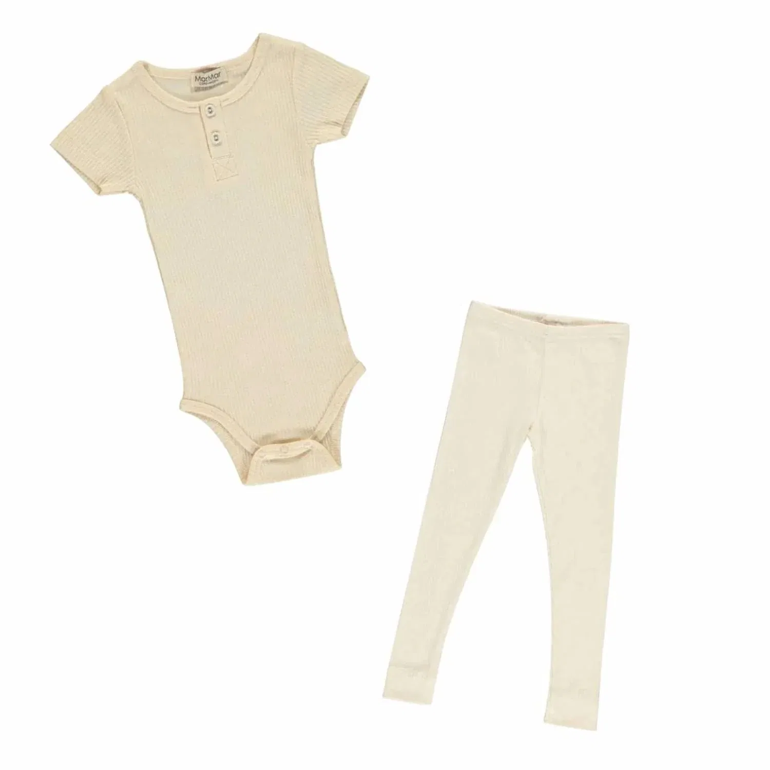 Детский комплект из боди и шорт с коротким рукавом в рубчик Off White MarMar Copenhagen