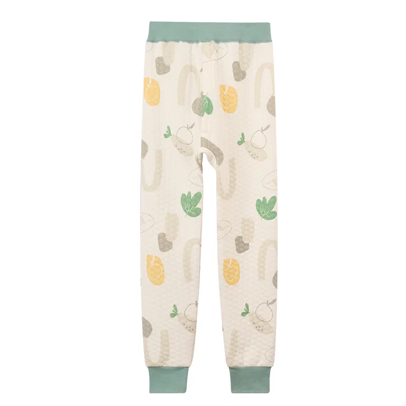 Детские пижамные штаны хлопковые Red bean, Light Cloud White + Canglang Green