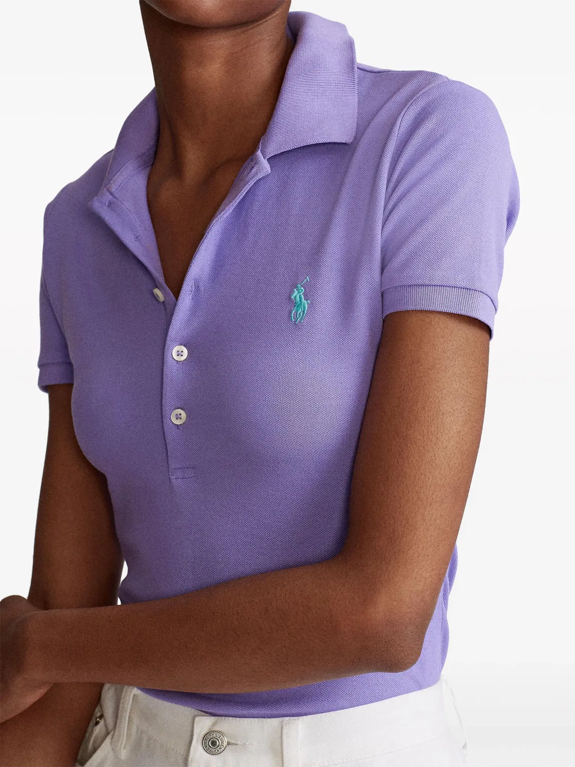 Поло с вышитым логотипом Polo Ralph Lauren, лавандовый — фото 2