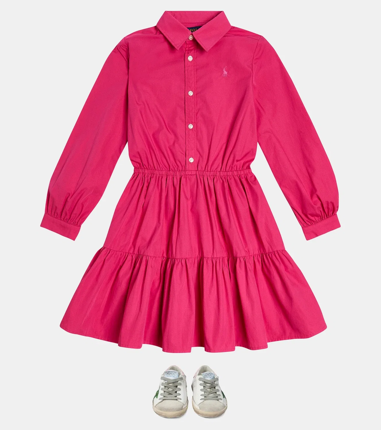 Нарядное платье с ярусами Polo Ralph Lauren Kids, розовый — фото 2