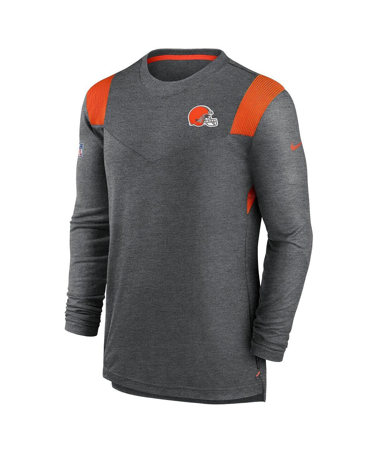 Мужская темно-серая футболка с длинным рукавом cleveland browns sideline с логотипом performance player Nike, мульти — фото 4
