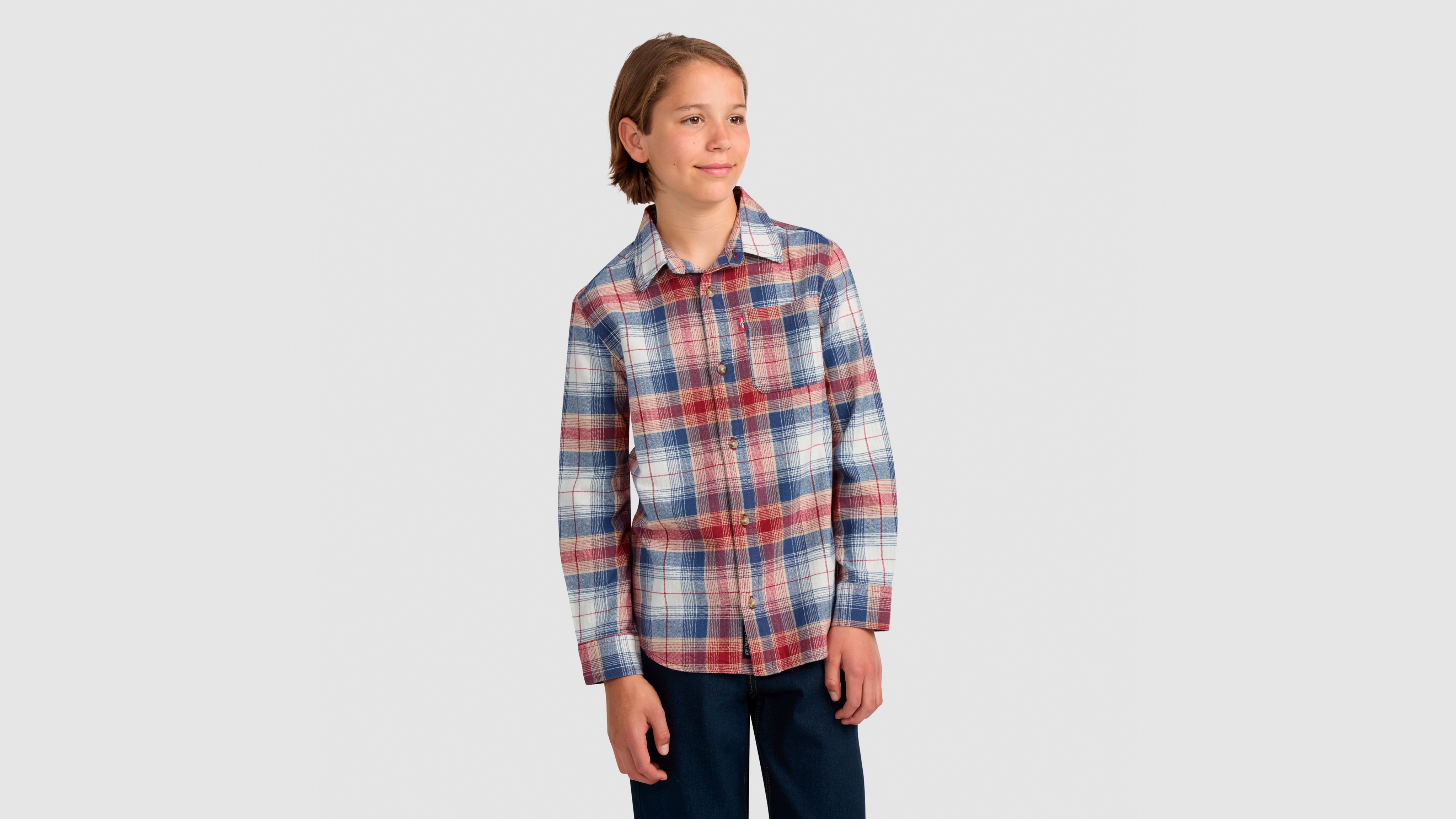 Рубашка из твила в клетку индиго для больших мальчиков S-xl Levi's, Red Pear - Red — фото 2
