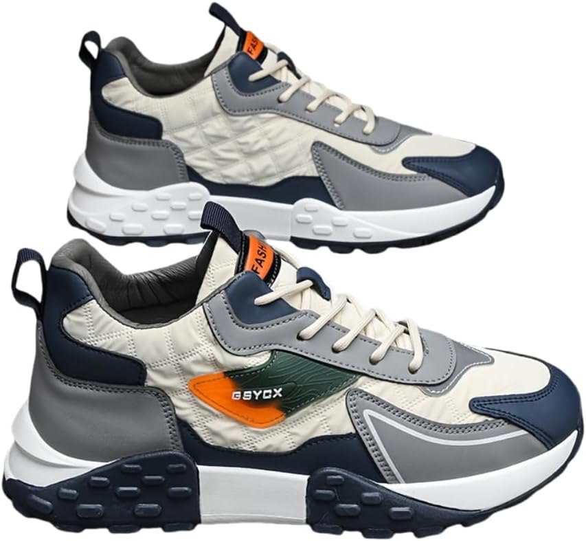 

Мужские спортивные и повседневные кроссовки Hhhchpm с шнуровкой и цветной блокировкой, подходят для ежедневных прогулок на улице, белый