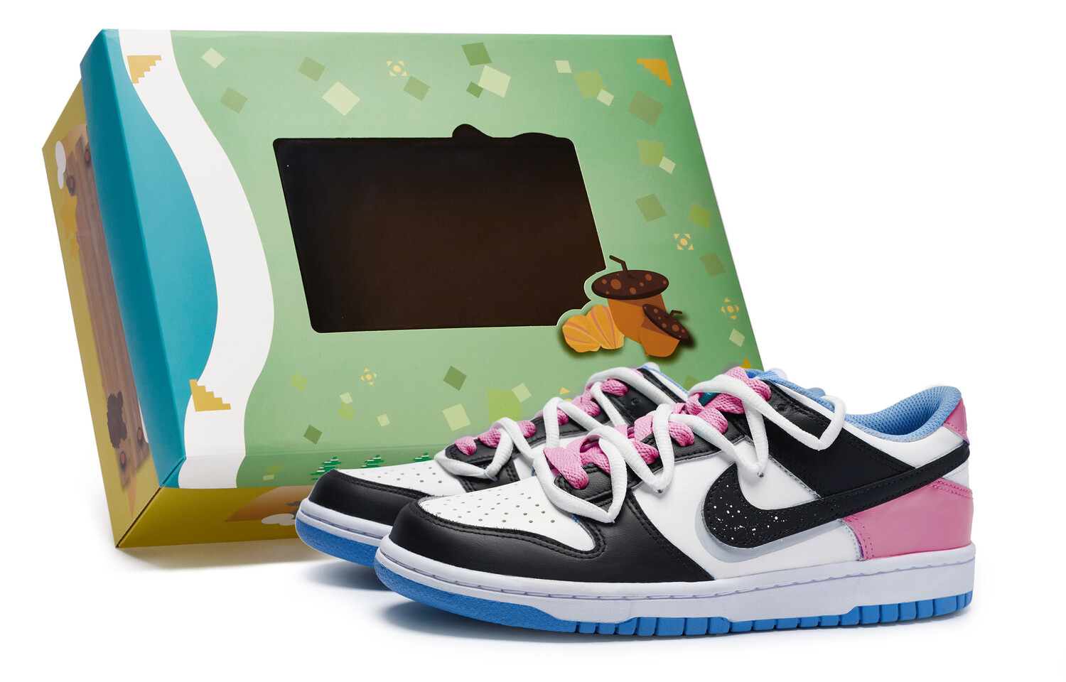 

Кроссовки Nike Dunk Skateboarding Shoes Women's Low-top Pink, черный/белый/красный