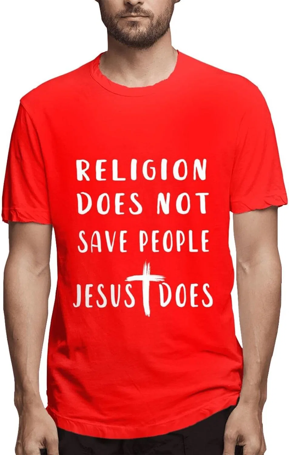 Мужская футболка с принтом Jesus Crewneck Backup, Red