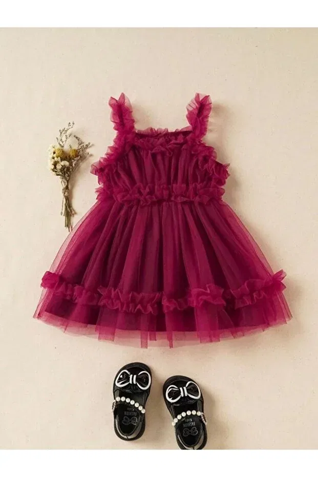 Детское платье для девочек с завязками на талии Indress, Burgundy