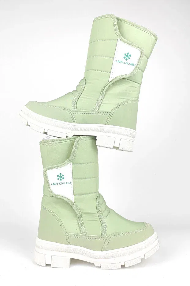 Детские снежные ботинки для девочек водонепроницаемые K20 thermal waterproof velcro girl's snow boots Zerenyus, Green — фото 4